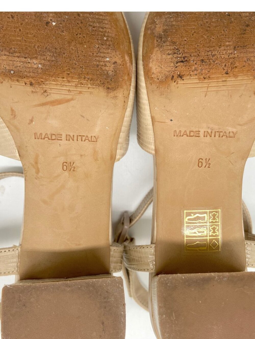 Everlane The Block Heel Sandal in Lizard Cream Tan Beige Square Toe Sz 6.5 - Picture 9 of 9